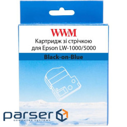WWM ribbon cartridge for Epson LW-1000/5000 36mm x 8m Black-on-Blue (WWM-SC36B)