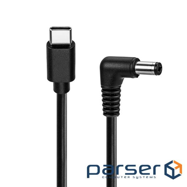 Кабель живлення пристроїв USB Type-C-Jack DC M/M 1.0m,5.5x2.1mm Power 90ё кутовий Cu,чо (75.07.8972)