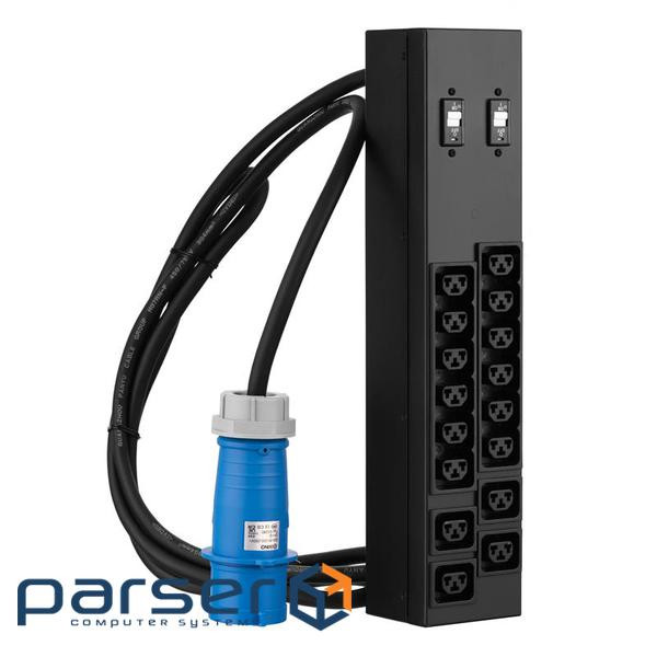 Пристрій розподілу електроживлення MIRSAN MXB, 2U, 16A, 1Ph, 16 гібридних розето (MR.PDU.MXB32112H2)