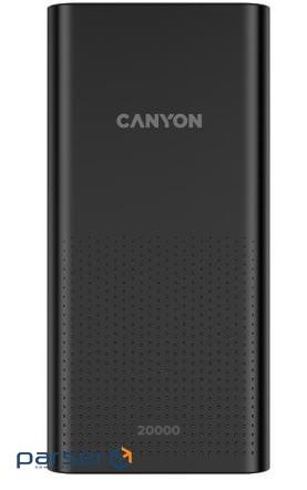 Універсальна мобільна батарея 20000 mAh,Canyon PB-2001, Black, 1xUSB, 1xUSB-Type-C (CNE-CPB2001B)