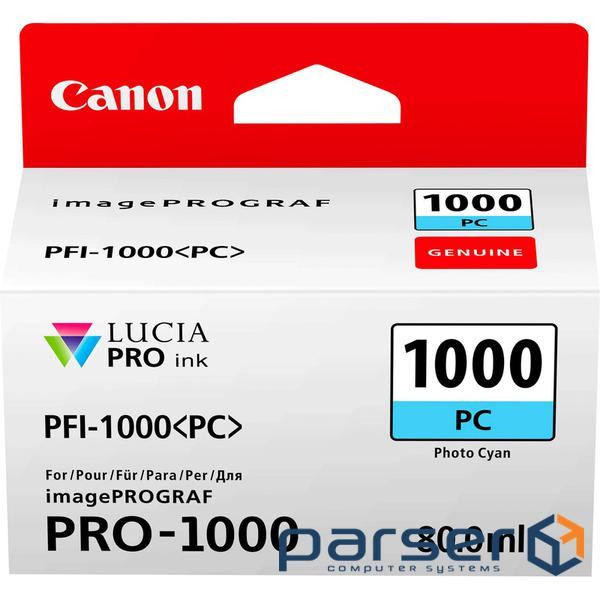 Картридж Canon PFI-1000PC (Photo Cyan) (0550C001)