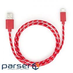 Date cable USB 2.0 AM to Lightning 2color nylon 1m red Vinga (VCPDCLNB31R)