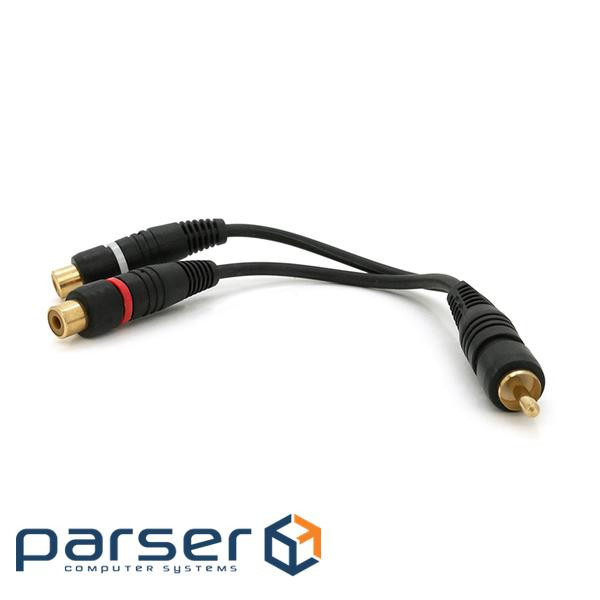 Кабель RCA (тато) => 2хRCA (мама), CU, круглий, Black, 0,2 м, (YT-RCA (YT-RCA(M) / 2хRCA(F)-0,2CuB)