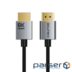 8K SLIM HDMI 2.1 Cable Aluminum Housing, Gold plated 8K/60HZ, Black (CA915910)