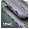 Концентратор AXAGON USB-C 12-in-1 HDMI + DisplayPort + RJ45 1000Mbps + PD100W aluminum gray (HMC-12GM2)