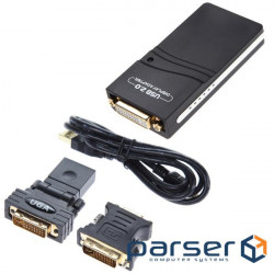 Конвертер USB 2.0 to HDMI/ VGA/ DVI, Black, Box (14925) (14925 Black)