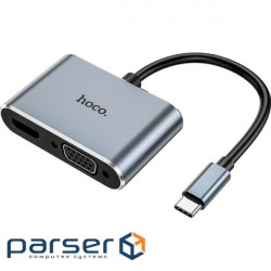 Adapter HOCO HB29 Easy-lead Type-C to HDMI/VGA USB-C - HDMI/VGA Gray (6931474778291)