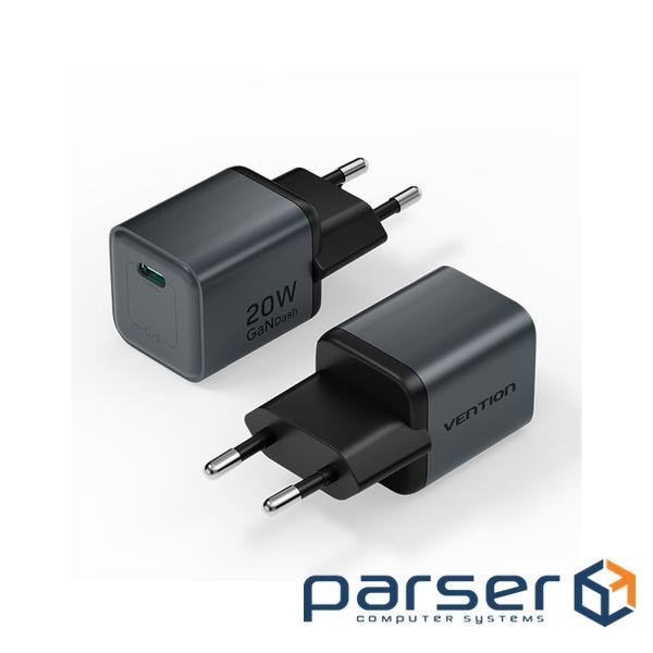 Зарядний пристрій Vention USB-C PD20W GaN gray (FEVH0-EU)