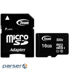 Memory card TEAM microSDHC 16GB UHS-I Class 10 + SD-adapter (TUSDH16GCL10U03)