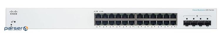 24x 10/100/1000 ports + 4x GE SFP Smart Switch (CBS220-24T-4G-EU)