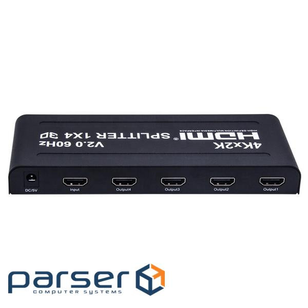 Перехідник моніторний Lucom HDMI 1x4 (Splitter), Act v2.0 4K@60Hz, чорний (62.09.8250-1)