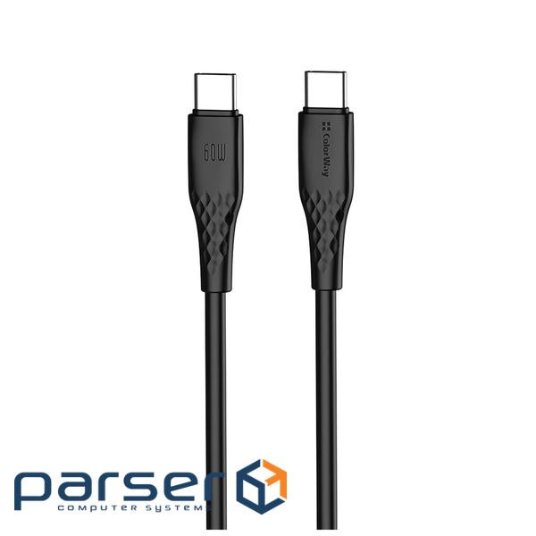 Дата кабель USB-C to USB-C 1.0m 3A 60W textured PVC black ColorWay (CW-CBPDCC094-BK)
