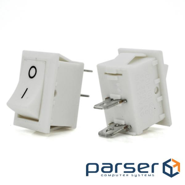 Перемикач ON-OFF KCD1-101, 250VAC/6A, 2 контакти , White, Q200