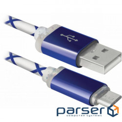 Date cable USB08-03LT USB - Micro USB, BlueLED backlight, 1m Defender (87555)