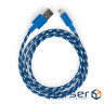 Дата кабель USB 2.0 AM to Type-C 2color nylon 1m blue Vinga (VCPDCTCNB31B)