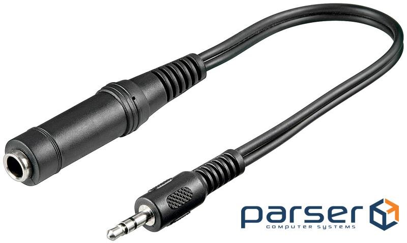 Перехідник аудіо Jack 3.5mm 3pin-6.3mm M / F, 0.2m Stereo Plastic, чорний (75.05.0470-50)