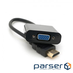 HDMI (male) to VGA (female) converter 10cm, Black, 4K / 2K, Package Q250 (2777)