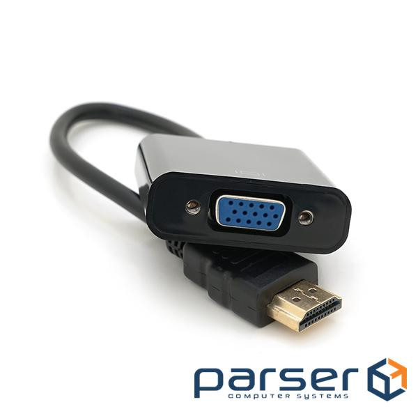 Конвертер HDMI (тато) на VGA (мама) 10cm, Black, 4K / 2K, Пакет Q250 (2777)