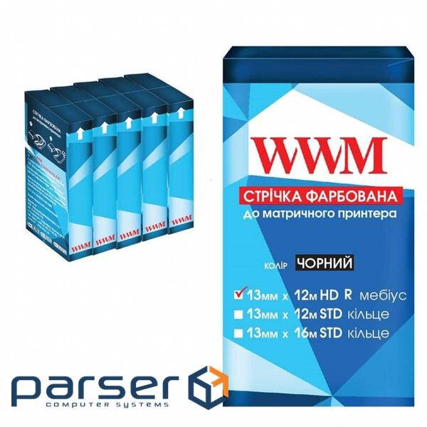 Стрічка до принтерів 13мм х 12м HD п. Black*5шт WWM (R13.12HR5)