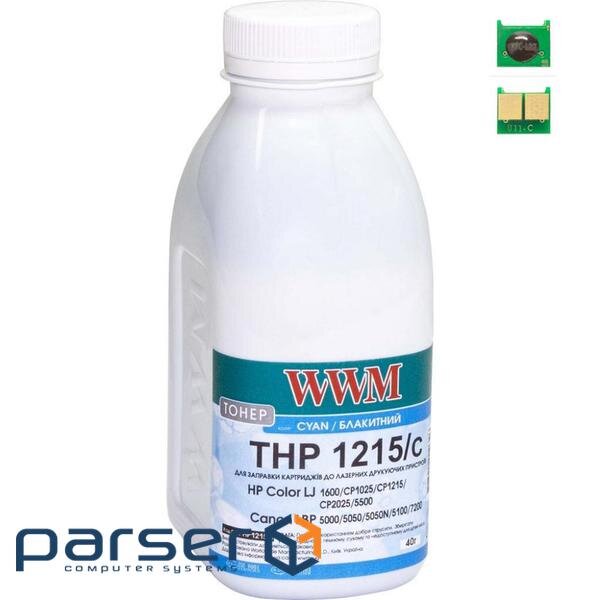 Тонер HP CLJ CP1215/CP1515/CM1312 40г Cyan +chip WWM (TC1215C)