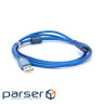 Подовжувач VOLTRONIC USB 2.0 AM/AF, 1.5m, 1 ферит, прозорий синій Q250 (YT-AM/AF-1.5TBL)