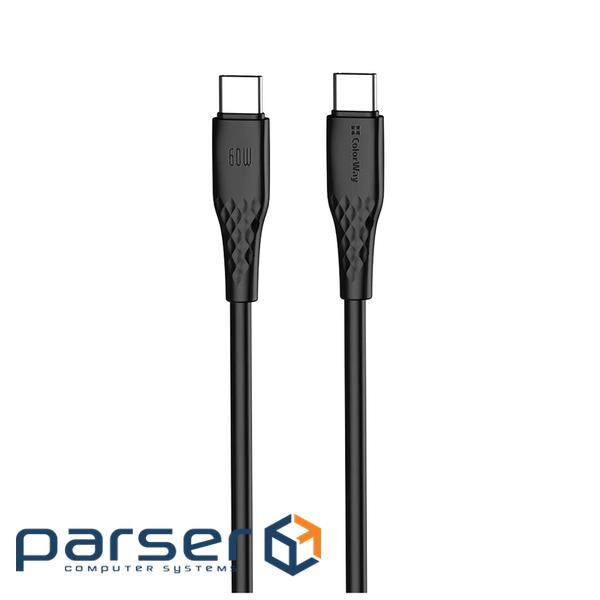 Дата кабель USB-C to USB-C 2.0m 3A 60W textured PVC black ColorWay (CW-CBPDCC095-BK)