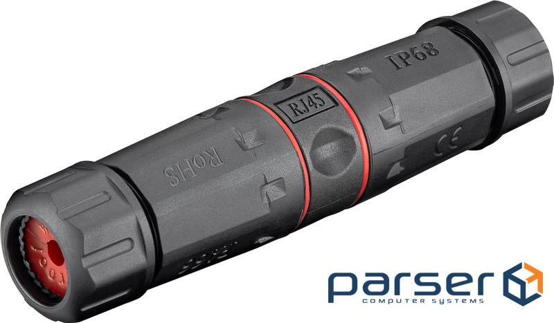 Перехідник мережевий RJ45 STP6,1:1 Outdoor для D=5-8mm Toolfree,чорний (75.04.4417-1) (75.04.4417-1)