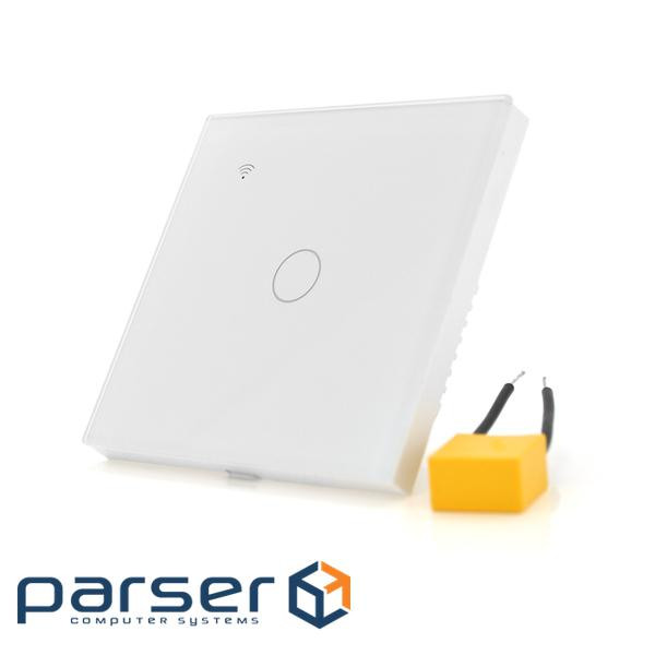 Сенсорний вимикач без заземлення + WiFi керування, одноканальний, білий, 86х86х35мм (17920) (17920)