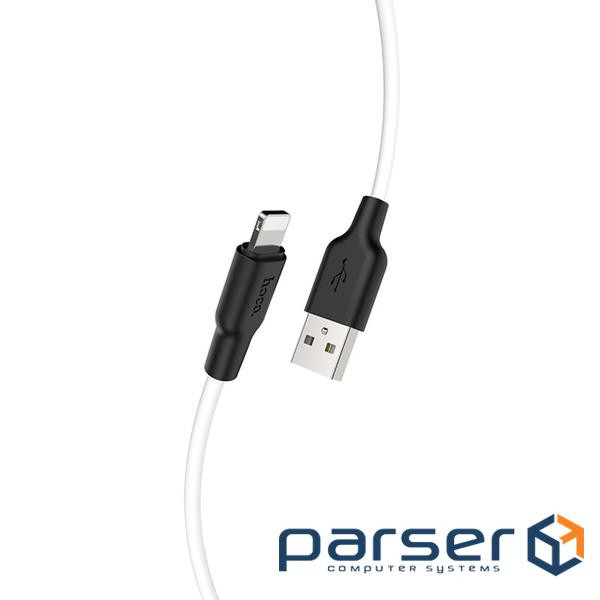 Кабель HOCO X21 Plus USB to iP 2.4A, 2m, silicone, silicone connectors, Black+White (6931474713780)