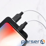 Кабель HOCO X21 Plus USB to iP 2.4A, 2m, silicone, silicone connectors, Black+White (6931474713780)