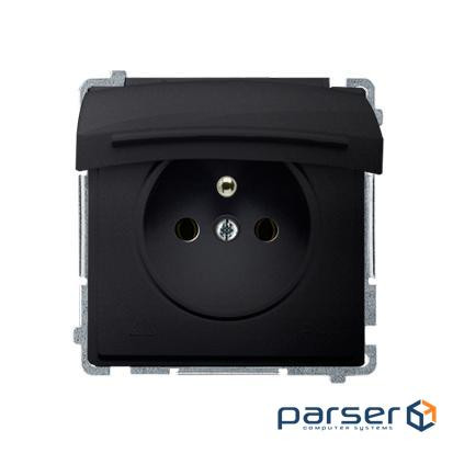 Розетка электрическая Basic с заземлением French с крышкой IP44, матовый графит (BMGZ1B.01/28)