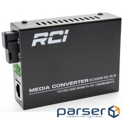 Медіаконвертер RCI RCI502W-GE-20-B 1G, SFP slot, RJ45, standart size metal case RCI RCI502W-GE-20-B 1G, SFP slot, RJ45, standart size metal case