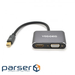 Adapter VEGGIEG Mini DisplayPort - VGA/HDMI Silver (YT-C-MD2-M)