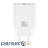Зарядний пристрій XO 1xUSB 22.5W + 1xUSB-C PD30W white (CE42.white)