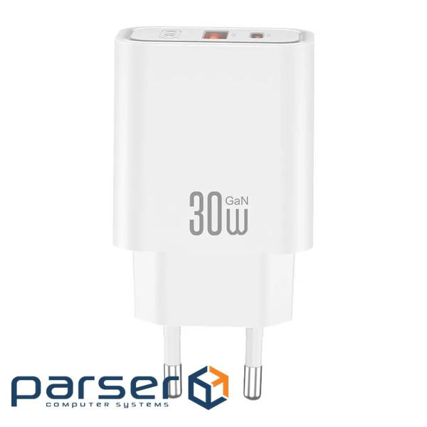 Зарядний пристрій XO 1xUSB 22.5W + 1xUSB-C PD30W white (CE42.white)