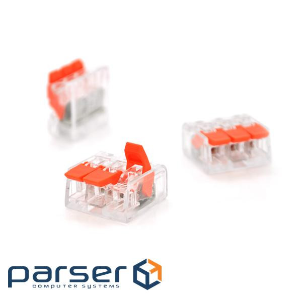 Push-in terminal block 3-wire WAGO K221-413 for junction boxes, 3-pin, transparent 