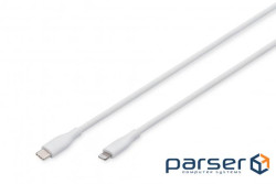 Кабель USB-C > Lightning заряджання/синхронізації, DIGITUS, 1м, USB 2.0, 60W, силі (AK-600110-010-W) (AK-600110-010-W)