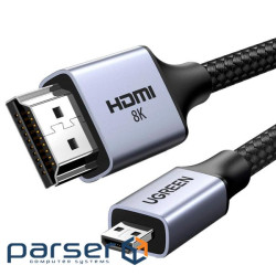 Кабель мультимедійний HDMI M to HDMI micro M 1.0m V2.1 8K60Hz HD164 black Ugreen (15516)