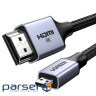 Кабель мультимедійний HDMI M to HDMI micro M 1.0m V2.1 8K60Hz HD164 black Ugreen (15516)