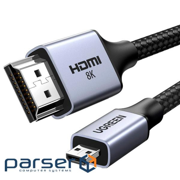 Кабель мультимедійний HDMI M to HDMI micro M 1.0m V2.1 8K60Hz HD164 black Ugreen (15516)