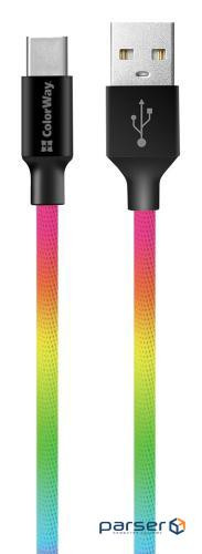 Дата кабель USB 2.0 AM to Type-C 1.0m multicolor ColorWay (CW-CBUC018-MC)