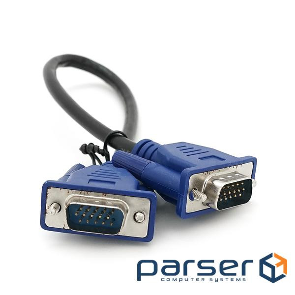 Кабель Merlion VGA 3+2 0.3m, male to male (тато-тато), 2 ферита, чорно-син (YT-VGA(M) / (M)3+2-0.3m)