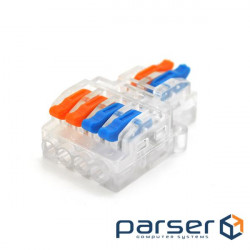 Terminal block with pressure clamps 2x4-wires PCT-424 for distribution (PCT-424 transparent )