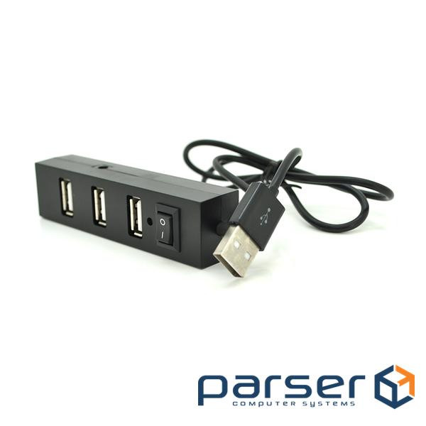Хаб YT-HUB4-B USB 2.0 4 порти, Black, 480Mbts живлення від USB, Blister Q200 USB, Blister Q200