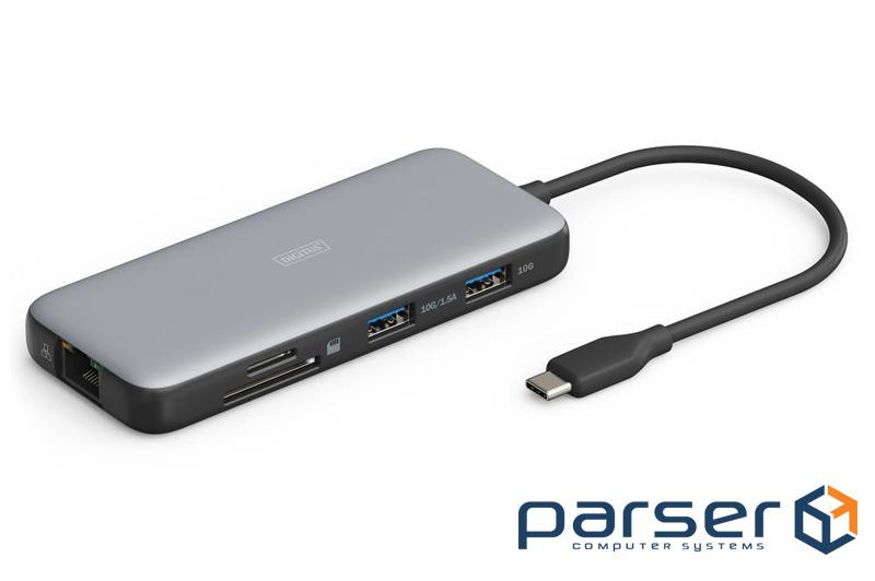Док-станція DIGITUS USB-C > 2xHDMI/2xUSB-A/USB-C/SD/MicroSD/RJ54 (DA-70915)