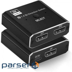 Перехідник моніторний Lucom DisplayPort 2x1 (Switch), v1.4 8K@30Hz ручний Bi-Direction (62.09.8292-1