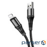 Кабель HOCO X50 USB to iP 2.4A, 1m, nylon, aluminum connectors, Black (6931474734198)
