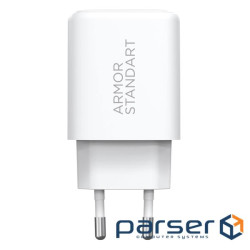 Зарядний пристрій Armorstandart 1xUSB-C PD25W + 1xUSB QC3.0 GaN white (ARM87066)