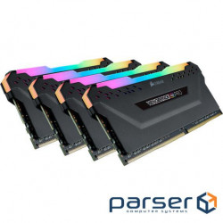 Пам'ять 8Gb x 4 (32Gb Kit) DDR4, 3600 MHz, Corsair Vengeance RGB Pro, Black,18 (CMW32GX4M4D3600C180)