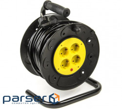 Мережевий подовжувач на котушці PowerPlant 40 м, 4 розетки, морозостойкий (JY-2002/ 40) (PPRA10M40S4L)